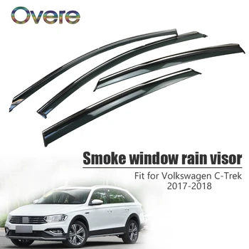 online Overe 4 Pçs/1 Conjunto Janela De Fumaça Chuva Viseira Para Volkswagen Vw C-trek 2017 2018 Estilo Toldos Abrigos Guarda Abs Acessórios