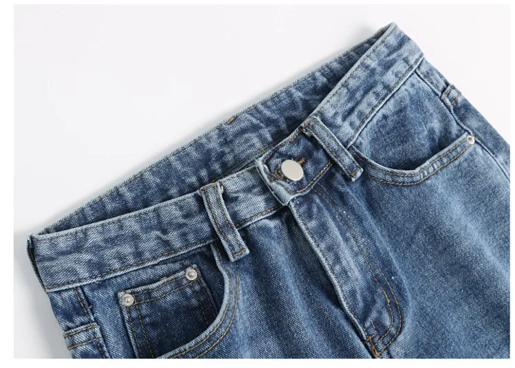 Новый для женщин Мода 2019 г. рваные джинсы для синий дамские шаровары промывают джинсовые брюки женские весенне-летний свободный крой