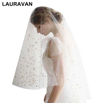 

2020 New Beautiful Elegant Wedding Veil Long Soft Bling Star Bridal Veils One-layer Ivory White Color Bride Wedding Accessories