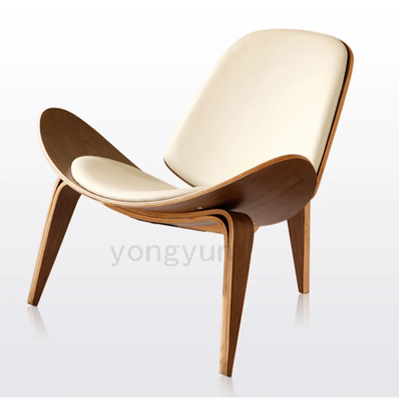 Мебель для гостиной кресло Гостиная основа стул современный Дизайн отдыха деревянный площадку Натурального ореха деревянный стул - Цвет: walnut C white pad