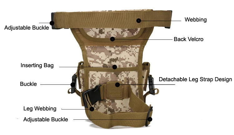 outdoor sports bag tactical airsoft hiking camouflage 1000D multi-function tactical belt leg bag for camping HT19-005 (3)