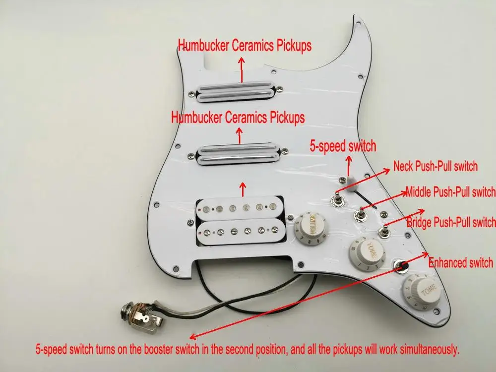 Captadores de guitarra multifuncionais, cablagem de corcunda, pista quente  sss, cabeamento de guitarra, potes de empurrar, encaixe st - AliExpress