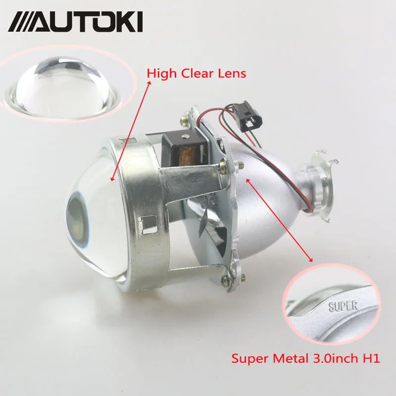AUTOKI светодиодный ангельские глазки поло спорт+ металл супер H1 3,0 дюймов Биксеноновые проекторы фары линзы для H4 H7 9005 9006
