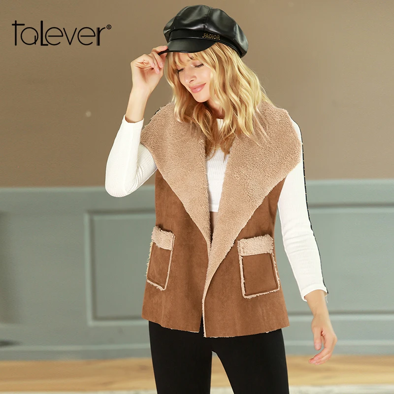 Buy Women's Casual Warm Suede Vest Female Autumn Camel