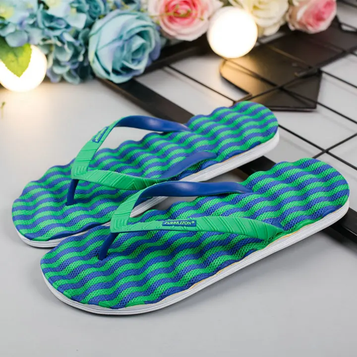 New Wave Design Slippers Sandals Wear Resistant Sole Manual Shoes Man Beach Casual Massage Flip Flops (5)