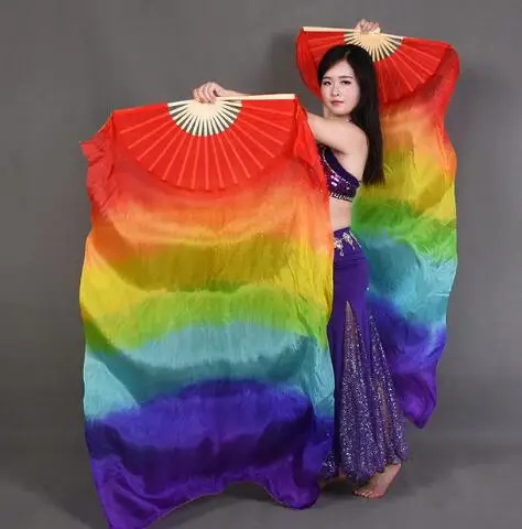 Реквизит для сценического выступления болельщиков танцев Шелковая Вуаль окрашенная галстук 180 см женская вуаль для танца живота(только 1 шт - Цвет: Rainbow