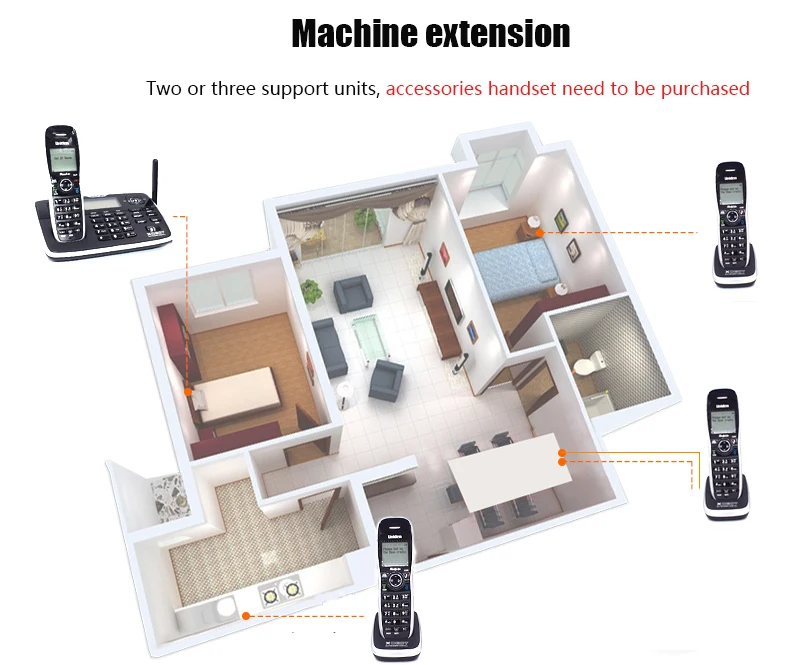 DECT6.0 Bluethooth هاتف لاسلكي مع الجواب نظام Reperter كتم دعوة ID الهاتف الثابت اللاسلكي مع واحد اثنين أجهزة