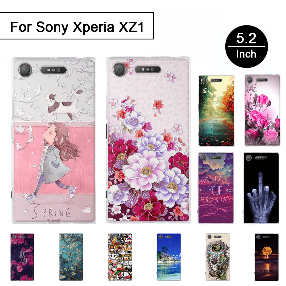 

Soft TPU Case For Sony Xperia XZ1 G8341 5.2 inch Print Fundas Cover For Sony Xperia XZ1 G8341 Back Silicone Phone Shells 3D Bags