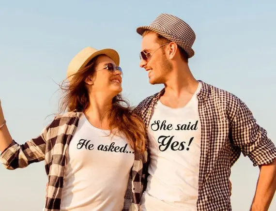

Футболка с надписью «s she said yes», для свадьбы