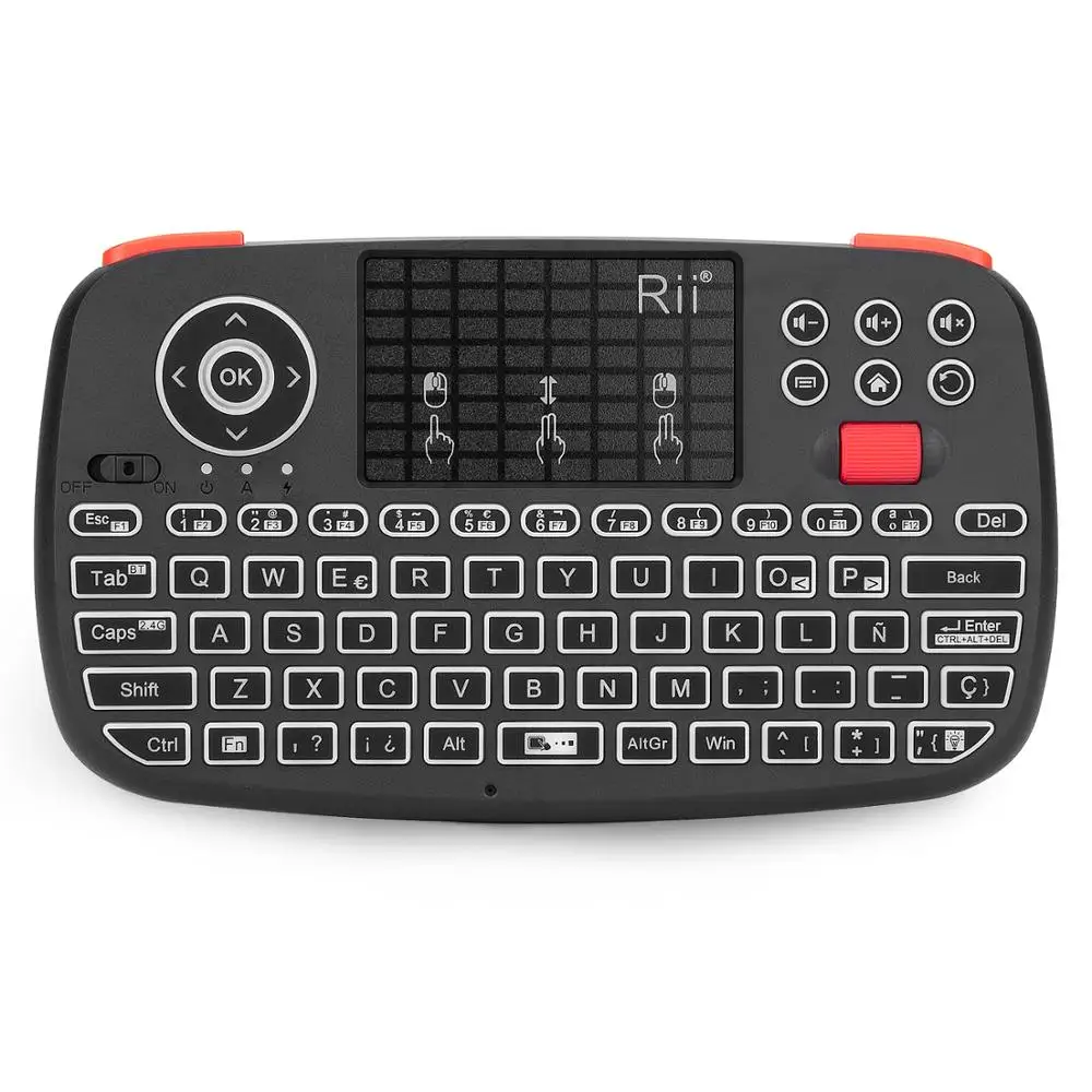 Remoto para Caixa de tv Mini Espanhol Teclado 2.4g Bluetooth Duplo Modos Handheld Fingerboard Backlit Mouse Touchpad Controle Rii i4