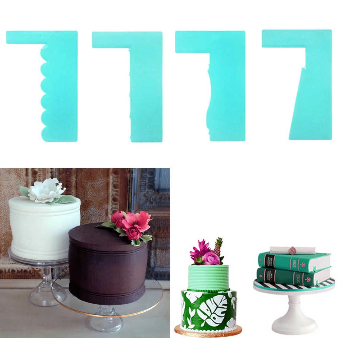 

Dough Cake Scraper Fondant Spatula Plain Smooth Jagged Edge Cutter Cake Pastry Halloween Reusable Decoration Baking Tools