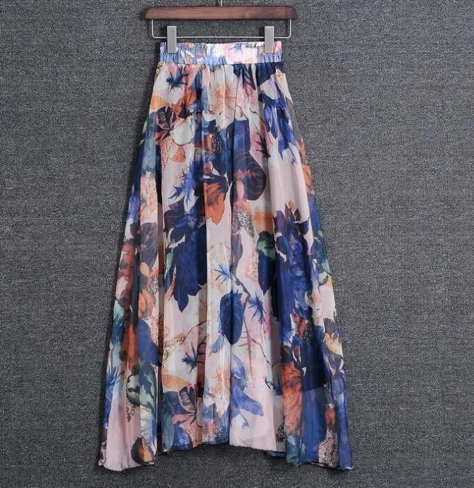 

Качественная шифоновая юбка с красочным принтом, богемная пляжная Летняя женская модная одежда, повседневные женские праздвечерние чные длинные юбки макси