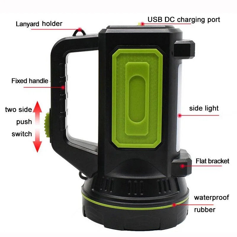 Мощный USB светодиодный светильник-вспышка, боковой светильник, длинные фонари для кемпинга, фонарь с перезаряжаемой батареей, ночная лампа для рыбалки
