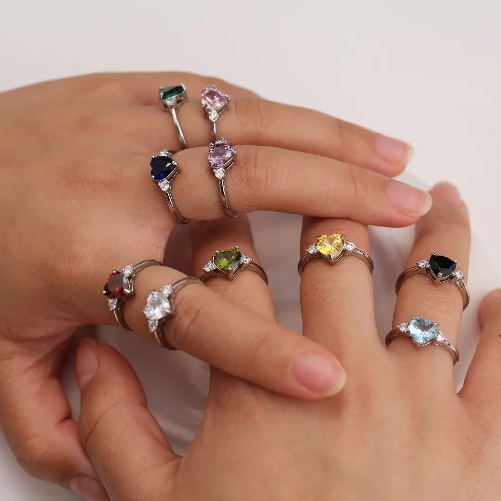 Кольцо для настроения Huitan с милым дизайном в виде сердца, блестящее CZ Кольцо с серебряным покрытием, лучший подарок на Рождество и год, кольца для женщин