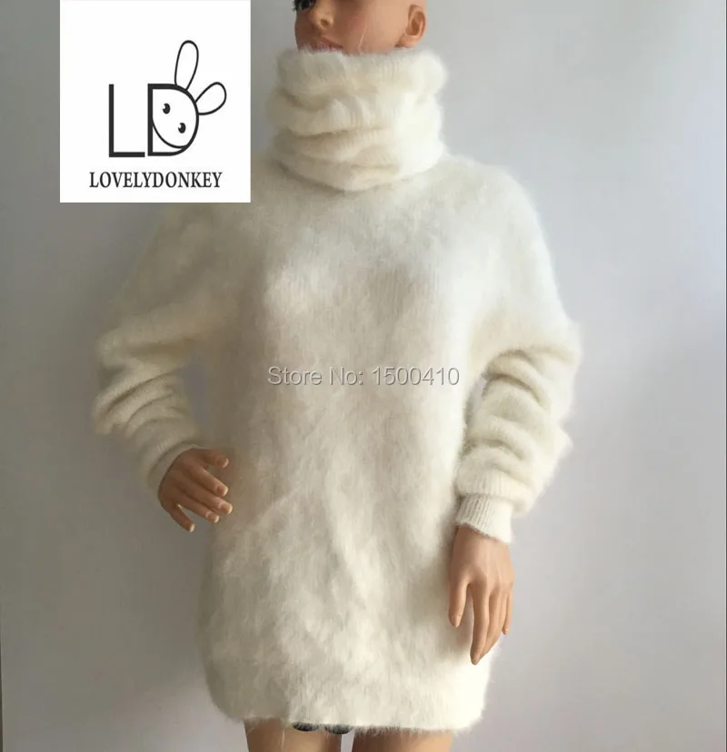 LOVELYDONKEYTurtleneck50CM натуральный норковый кашемировый свитер womenthick пуловеры вязаная настоящий норковый стоячий воротник shippingM699