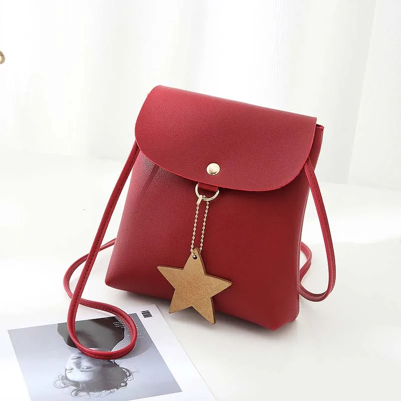 Лидер продаж, женская кожаная сумка на плечо из искусственной кожи со звездами, сумка-мессенджер, сумки для спорта на открытом воздухе, для путешествий, для бега в городе - Цвет: Wine Red
