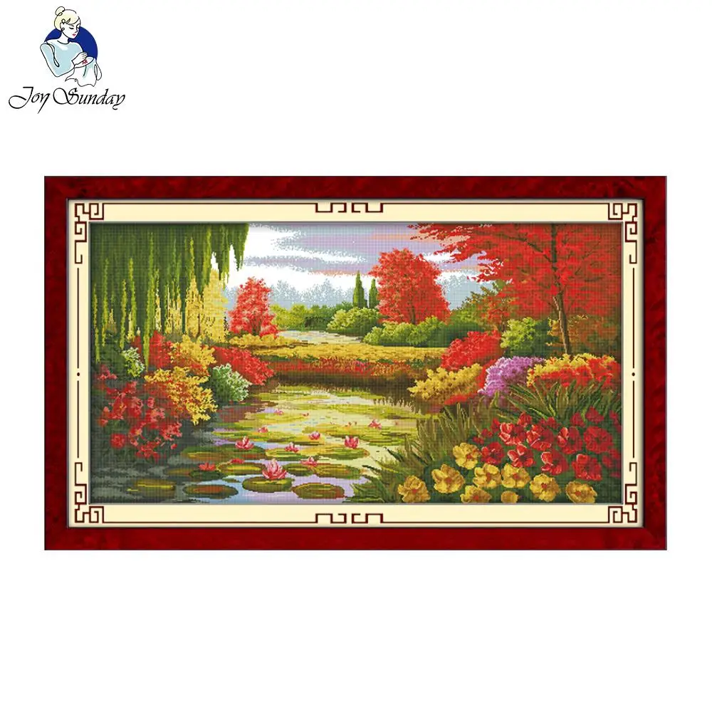 Набор для вышивки крестиком Joy Sunday Осенняя сцена в лотосном пруде|joy sunday|cross stitch