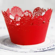 Красное кружево океан пляж свадебное украшение для кексиков бумага кексы чашки торт День рождения, детский душ выпечки чашки обертка