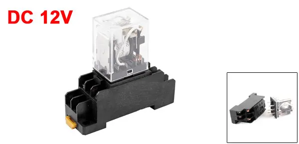 HH52PL DC 12V Coil DPDT 8Pin 35mm DIN Rail Electromagnetic Power Relay