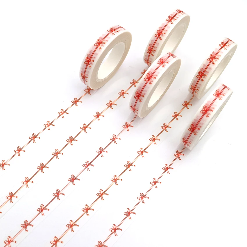 

1 PCS Kawaii Bow Washi Masking Paper Tape Decor Sticky Scrapbooking DIY Office Stationery Decorative Adhesive Tape 10m*8mm