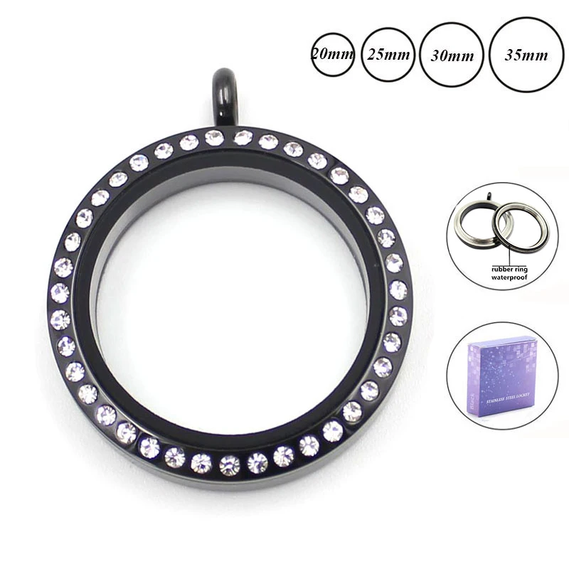 

(No charms) wholesale waterproof locket 20mm 25mm 30mm 35mm twist 316l stainless steel floating locket pendant with crystals