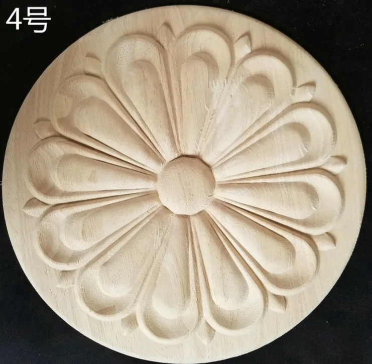 2pcs/lot Diameter:200mm. thickness:10-12mm Wood carved circular decals Applique European style decals