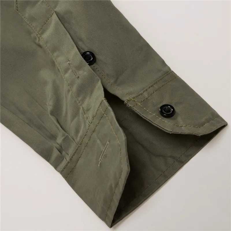 Fredd Marshall Fashion Men's Shirts Spring Cotton Solid Color Long Sleeve Male Shirt with Zipper Pockets Camisa Masculina Plus Size (13)