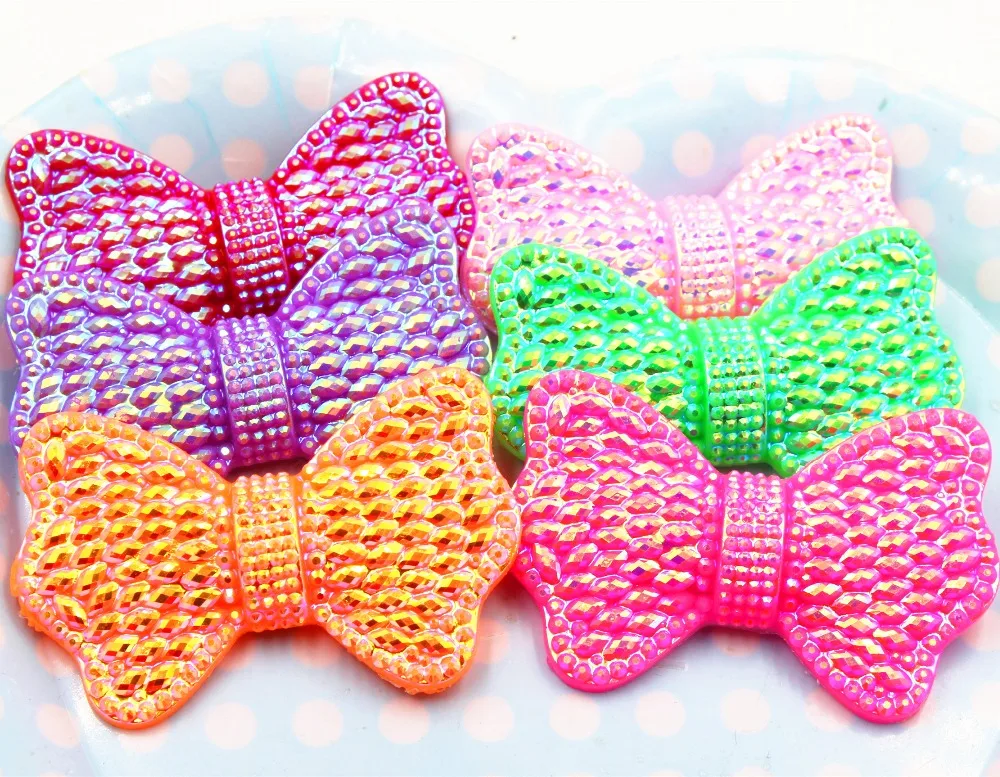 

20pcs/lot flat back resin bow mix color resin cabochons accessories 65*42mm