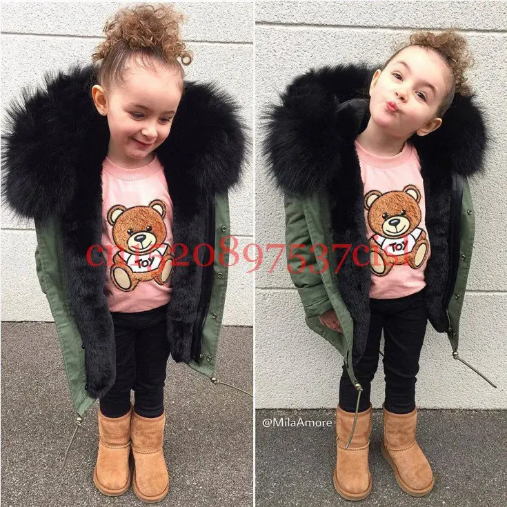 

Girls Winter Hooded Jackets Coats Kids Detachable Artificial Fur Collar Thick Fleece Coat Girl Children Warm Outwear BDZ89141