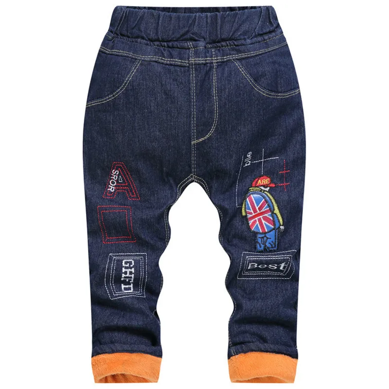 

Jeans for Girls Winter Boys Warm Wind Pants Christmas Cartoon Fashion Soft 1-5T Baby Warm Boys Jeans Long Pants