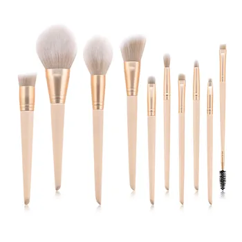 

10PCS Makeup Brushes Set High Quality Wood Handle Eyeshadow Big Flame Blusher Micro make up Brush kit Powder Foundation T10167