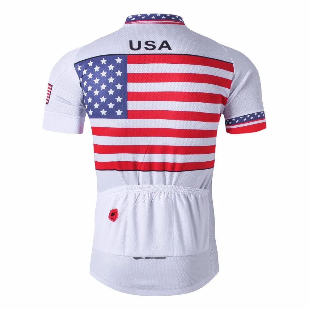 Usa الدراجات جيرسي الرجال ملابس الدراجة دراجة أعلى روبا ciclismo مايوه mtb قصيرة الأكمام فريق سباق القمصان الرياضية Whit2017