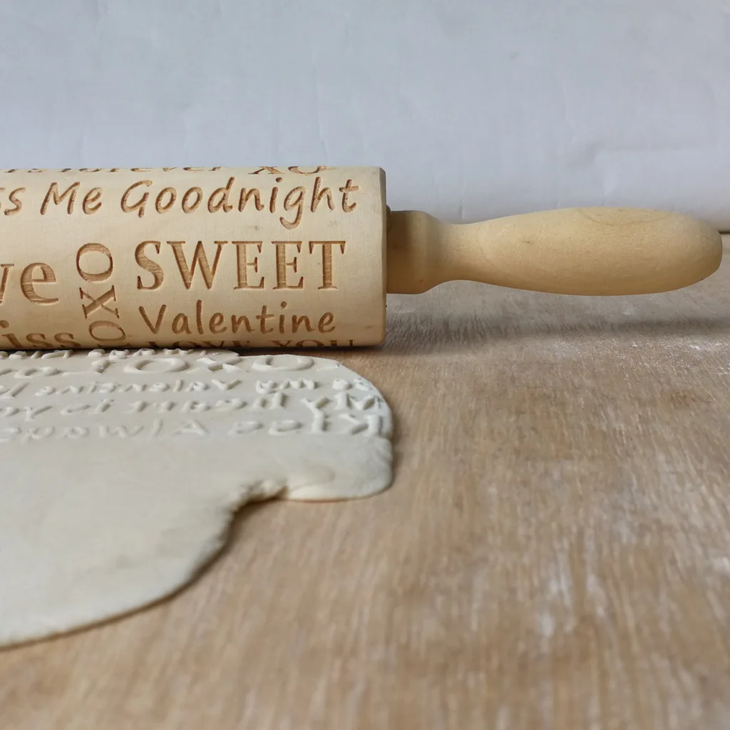 Valentine Letter Embossing Rolling Pin Baking Cookies Biscuit Fondant Cake Dough Engraved Roller | Дом и сад