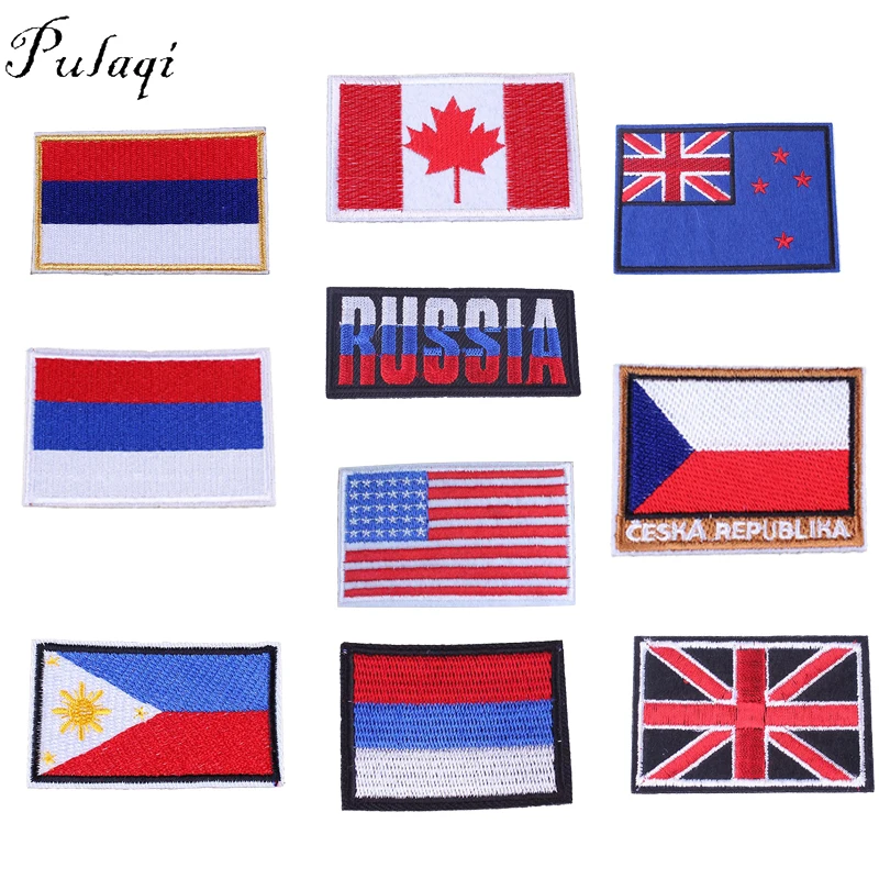 

Pulaqi European Flag Patch Ukraine UK USA Patch Emblem Hook & Loop Army Embroidery Badge Morale Embroidered Patches Appliques F