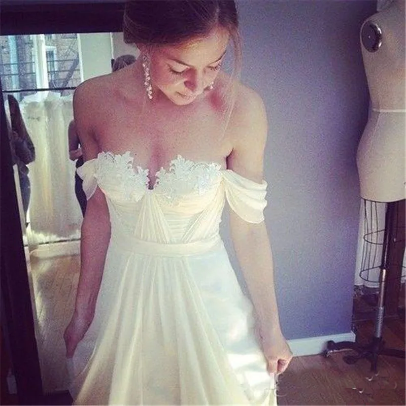 Sexy Beach Wedding Dress 2017 White Ivory Chiffon Lace Women Bride Dresses hochzeitskleid China Bridal Gowns vestidos de noivas (2)