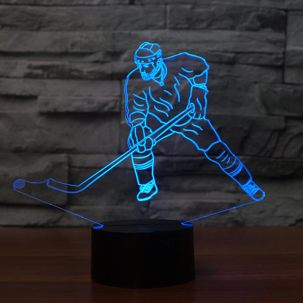 

3D Sleep Night Light Usb Table Lamp Led Ice Hockey Player Modelling Light Fixture Baby Bedroom Luminaria Decor Bedside Kid Gifts