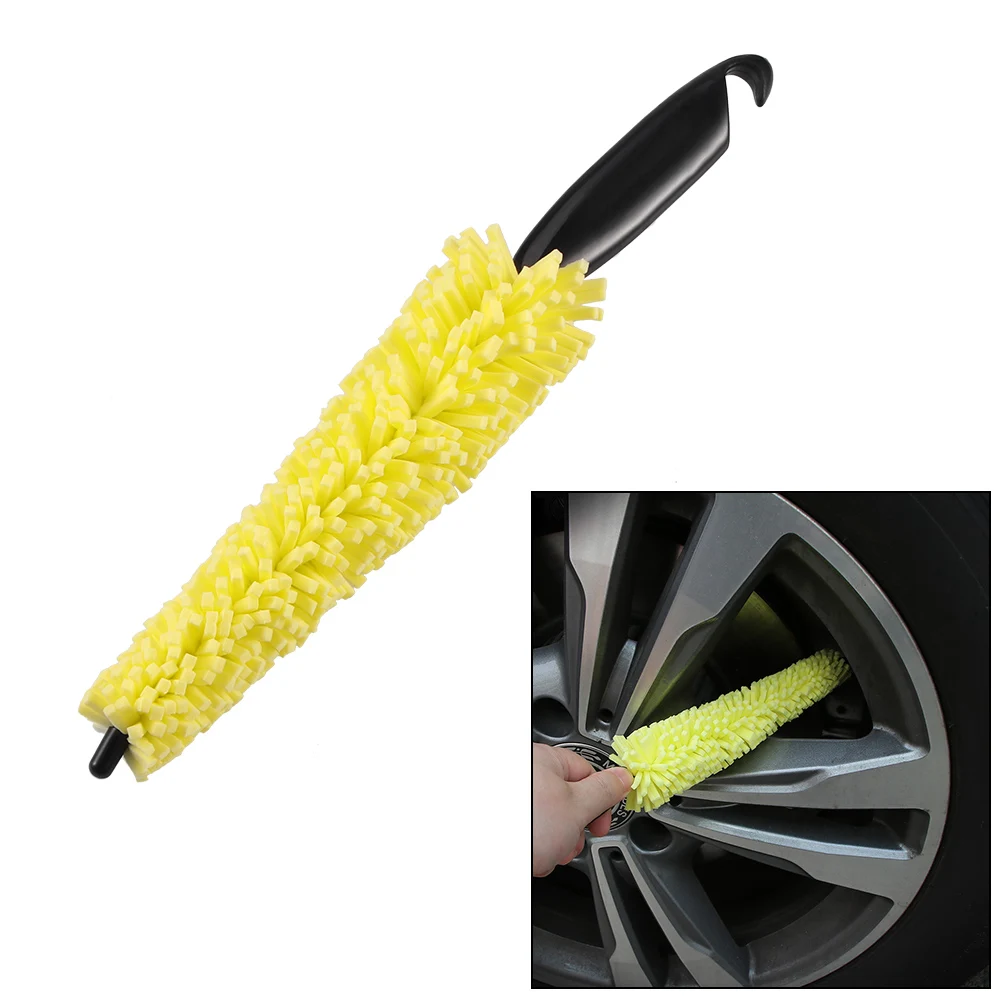 ALLOMN Plastic Handle Car Tire Brush Wheel Rim Cleaning Brush Vehicle