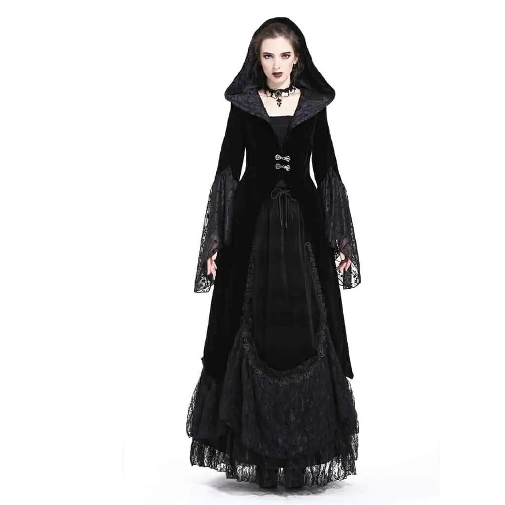 Darkinlove женские велюровые пальто в готическом стиле с капюшоном JW159