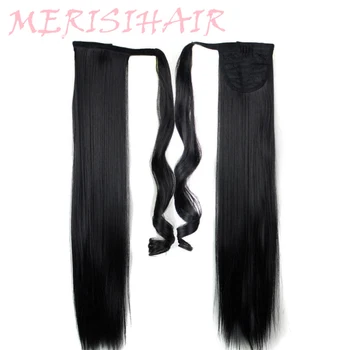 

MERISI HAIR 24"Long Hair Clip In Hairtail Wig Strap Straight Hair Ponytail Wig Hairpin High Temperature Synthetic Hair Extension
