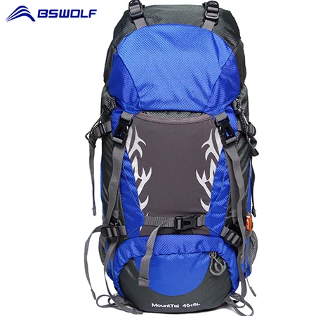 Blue 50L BSWolf Открытый походный рюкзак 50л/60л большой емкости рюкзак для путешествий рюкзак для альпинизма водонепроницаемый рюкзак для альпинизма - Цвет: Blue 50L