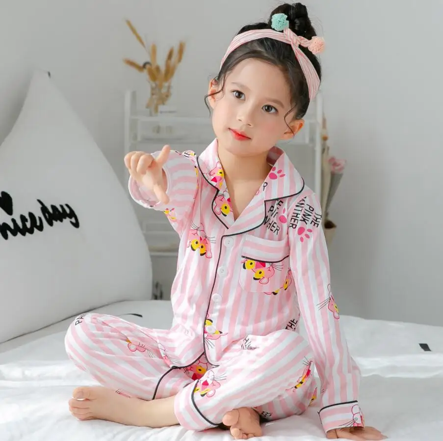 

girls Pajamas suit 2019 New spring Sleepwear baby cotton Kids Pyjamas Set Cute Children Gift Full Nightwear children pyjamas