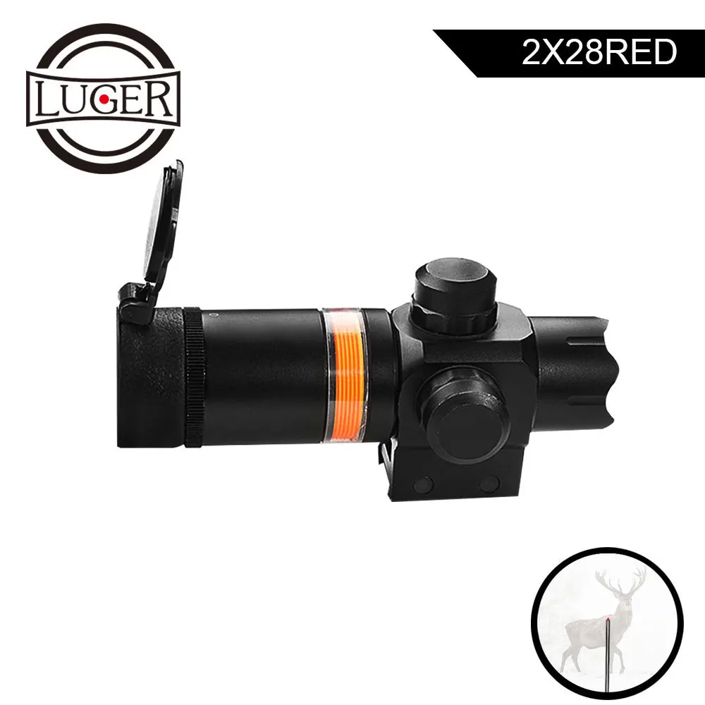 

LUGER 2x28 Tactical Optical Fiber Dot Sight Riflescope Fits 20mm Weaver Picatinny Rail Mount For Hunting Rifle Airsoft Scope