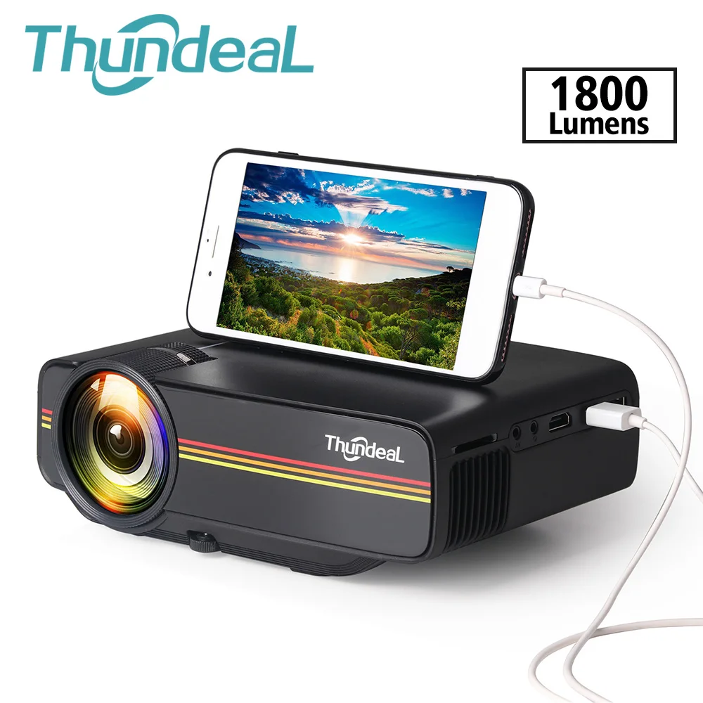 ThundeaL YG400 يصل YG400A جهاز عرض صغير 1800 التجويف السلكية مزامنة عرض أكثر استقرارا من WiFi متعاطي المخدرات الفيلم AC3 HDMI VGA العارض