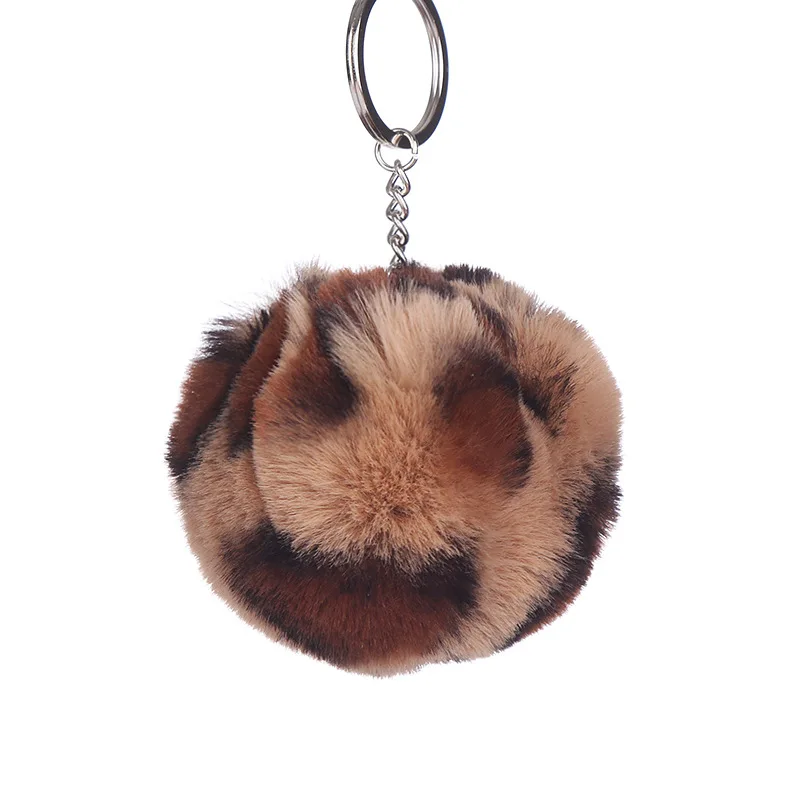 

Faux Rabbit Fur Ball Key Chain Pompom Leopard Plush Heart Keychain Pom Pom Round Ball Trinket Car Bag Key Ring Gift Chaveiro