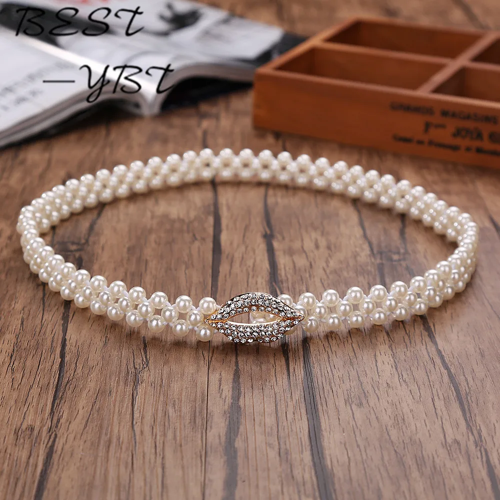 

New Korean Version of The New Spring Elastic Stretch Ms. Girdle Pearl Inlaid Stones Wild Explosion Models Selling Belt