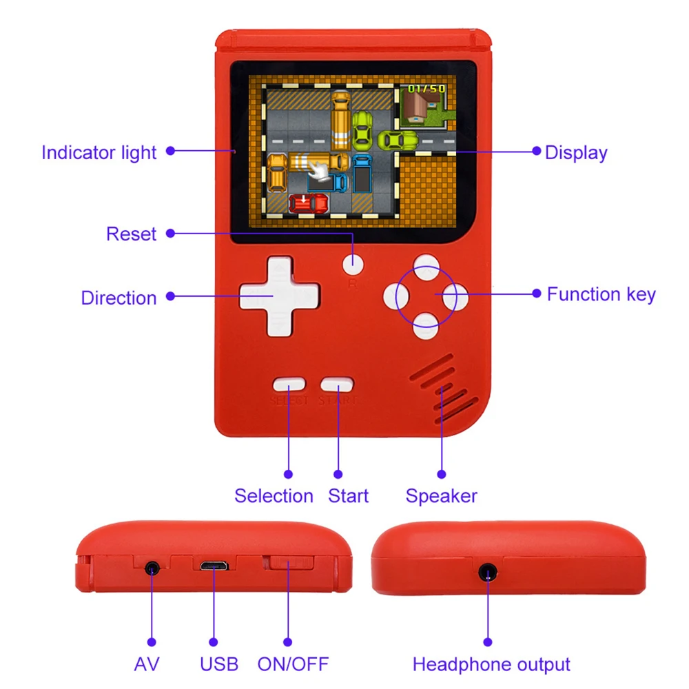 Классические мини игровые консоли JJFUN FC280 карманные игры встроенные 400 Ретро ТВ