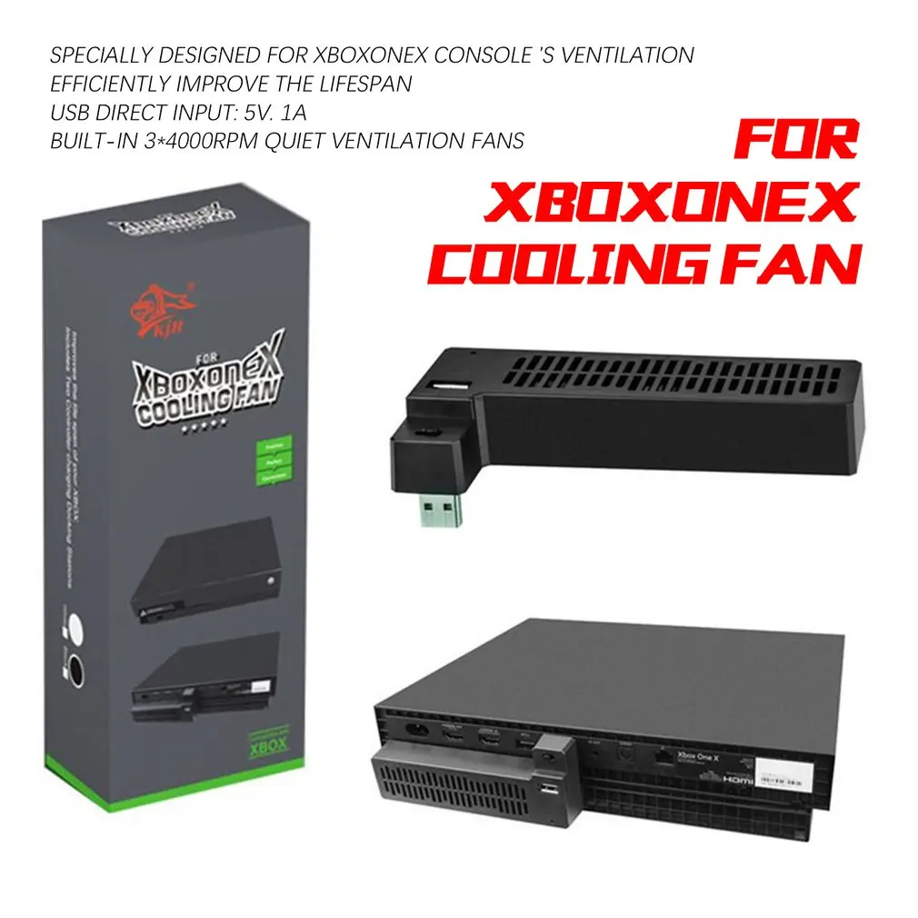 

KJH Cooling Fan External USB Cooler System with 3 Cool Fans Stand for Microsoft Xbox One X Console Holder Temperature Control