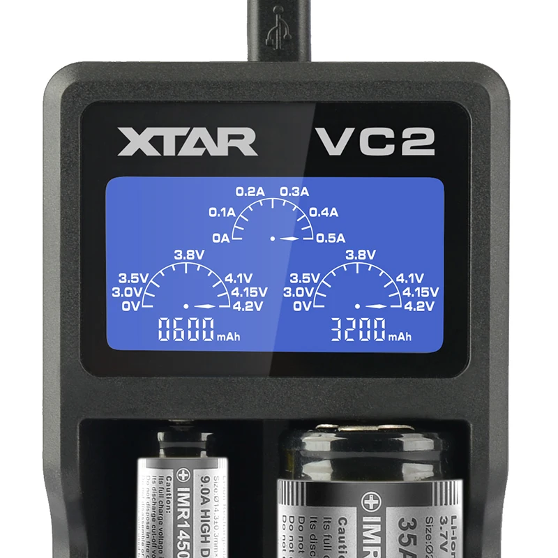 Новинка XTAR VC2 зарядное устройство Универсальный ЖК экран дисплей USB Ni MH/Ni CD литий