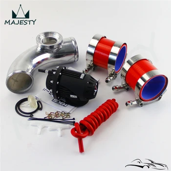 

black 3''76mm 90 degree Flange Pipe+ SQV Blow Off Valve BOV IV 4 +silicon Hose kit red