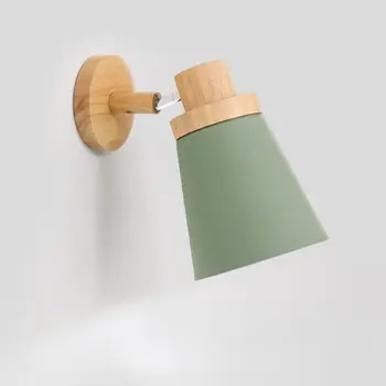

Nordic Wall Lamp Wooden Base Bedside Light Modern Macaroon Sconce Fixture